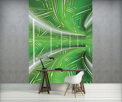 Green Corridor Photo Wall Mural 10074VEA