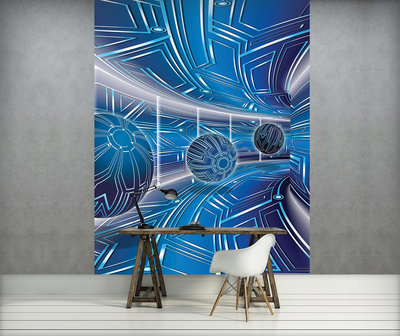 Blue Corridor with balls Photo Wall Mural 10076VEA