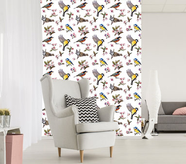 Little Birds and Floral Patterns Photo Wall Mural 10401VEA