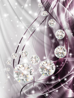 Abstract, Diamonds, Silver and Violet Photo Wall Mural 10404VEA