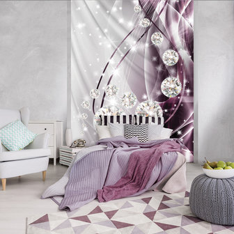 Abstract, Diamonds, Silver and Violet Photo Wall Mural 10404VEA