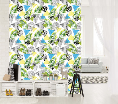Triangles and Leaves Photo Wall Mural 10751VEA