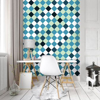 Blue Tiles Mosaic Photo Wall Mural 10701VEA