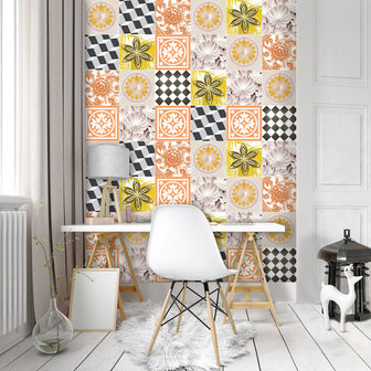 Orange Tiles Mosaic Photo Wall Mural 10704VEA