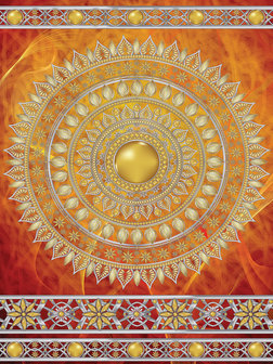 Golden Mandala in Red Photo Wall Mural 10119VEA