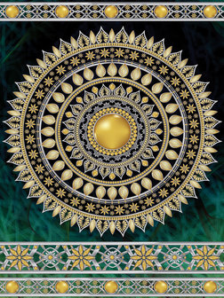 Golden Mandala in Emerald Photo Wall Mural 10121VEA