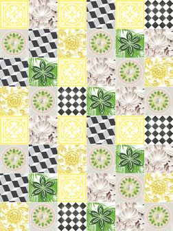 Yellow Tiles Mosaic Photo Wall Mural 10705VEA