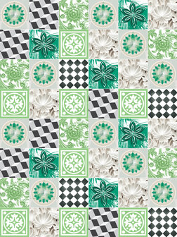 Green Tiles Mosaic Photo Wall Mural 10706VEA