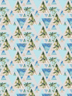 Palms and Ocean Mosaic Photo Wall Mural 10710VEA