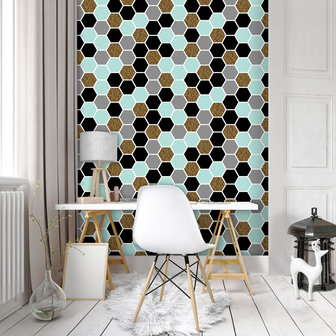 Hexagon Mosaic Photo Wall Mural 10730VEA