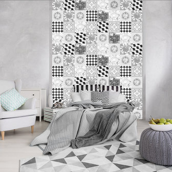 Black and White Tiles Photo Wall Mural 10855VEA