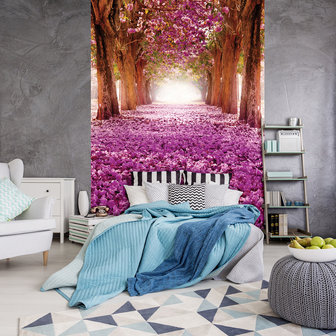 Purple Flowers Alley  Photo Wall Mural 10236VEA