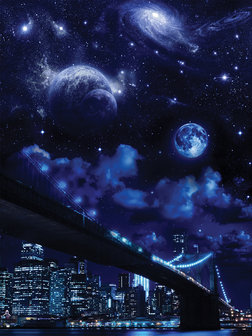 City at Night and the Universe Photo Wall Mural 10472VEA