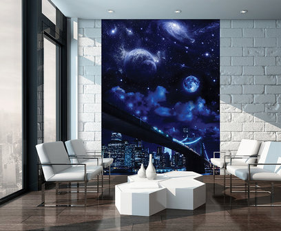 City at Night and the Universe Photo Wall Mural 10472VEA