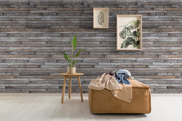 Dutch Wallcoverings Horizontal Wood One Roll One Motif - Grandeco A34801