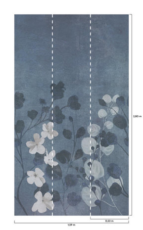 Dutch Wallcoverings Flower Blue  One Roll One Motif - Grandeco A41701