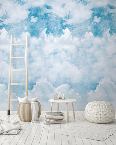 Dutch Wallcoverings Blue Clouds  One Roll One Motif - Grandeco A42501