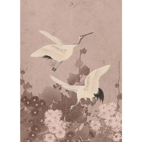 Esta Home| Flying Cranes Grey Pink 158946 (Free Glue Included)