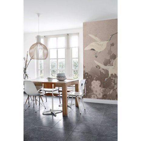 Esta Home| Flying Cranes Grey Pink 158946 (Free Glue Included)