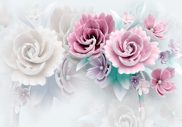 3D Imitatie Bloemen Wall Mural 14149