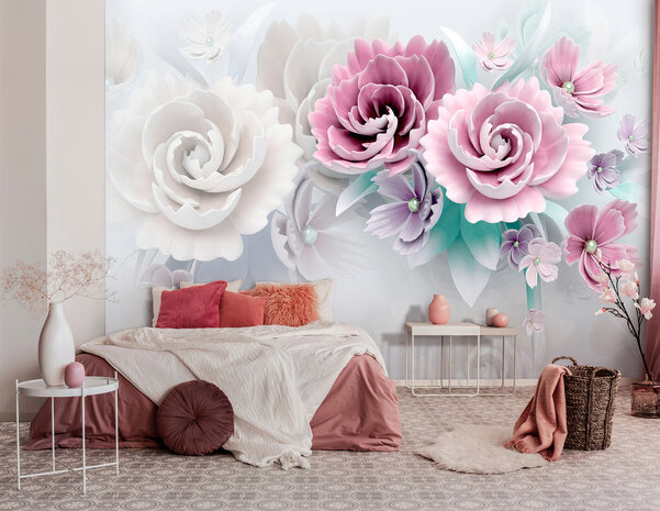 3D Imitatie Bloemen Wall Mural 14149