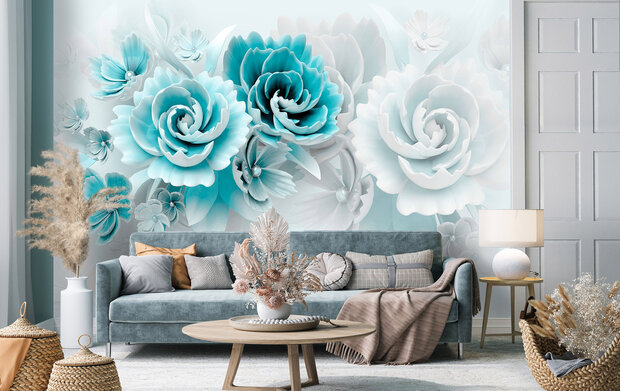 3D Imitatie Bloemen Wall Mural 14150