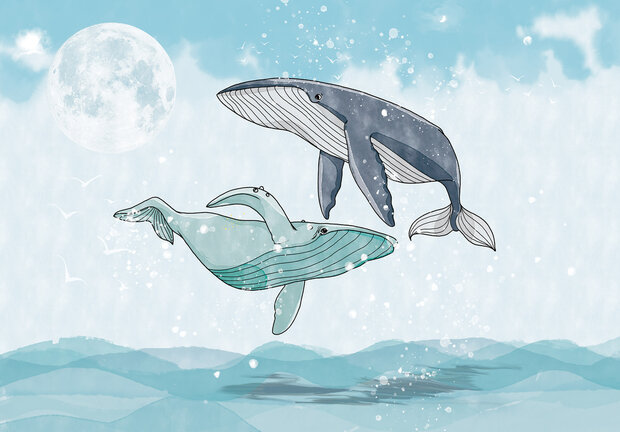 Happy Whales Wall Mural 14120