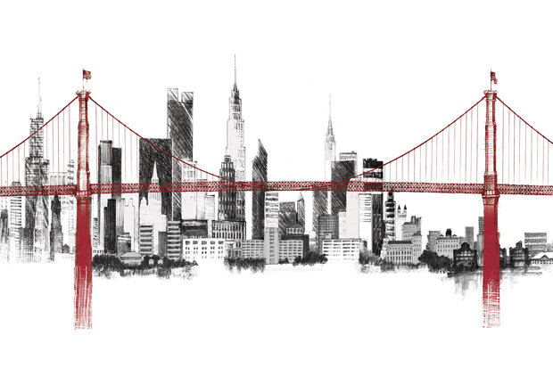 City Skyline Wall Mural 14355