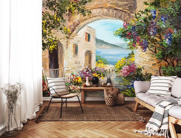 Painted Street Flowers Wall Mural 14224