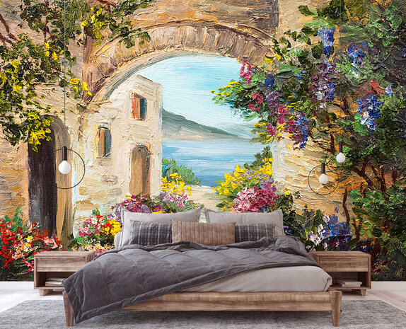 Painted Street Flowers Wall Mural 14224