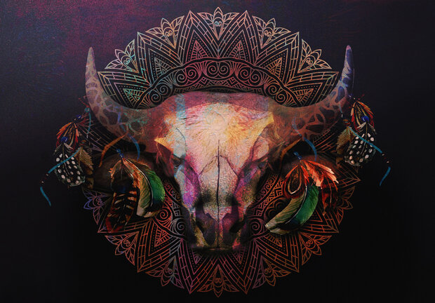 Mandala Bull Wall Mural 14309