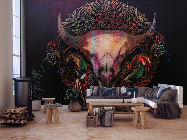 Mandala Bull Wall Mural 14309