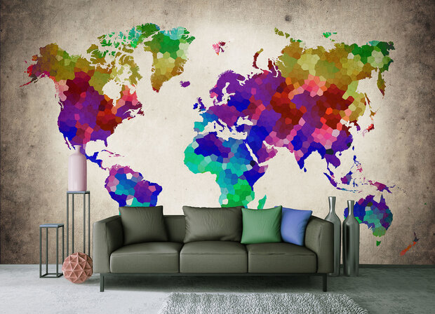 World Map Photo Wallpaper Mural 10009P8