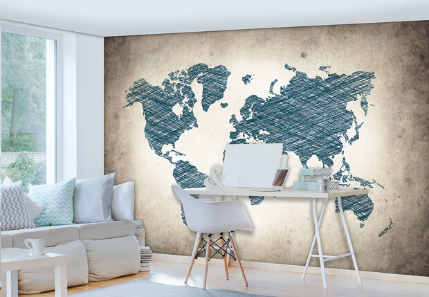 World Map Photo Wallpaper Mural 10010P8