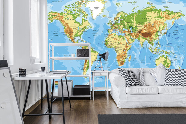 World Map Photo Wall Mural 10250P8