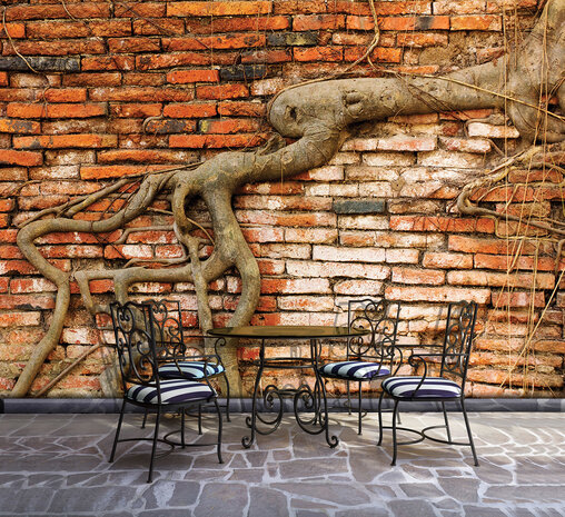 Old Tree with Bricks Photo Wallpaper Mural 10333P8