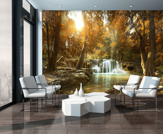 Forest Waterfall Photo Wall Mural 10470P8