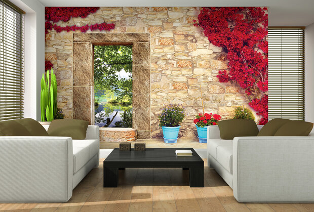 Flowers Stone Photo Wall Mural 10503P8