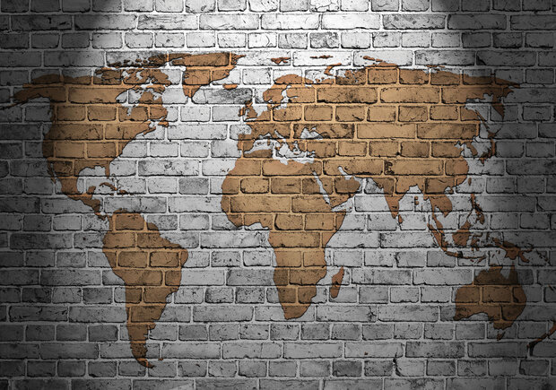 Photo Wall Mural World Map &amp; Stones 10880P8