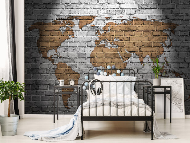 Photo Wall Mural World Map &amp; Stones 10880P8