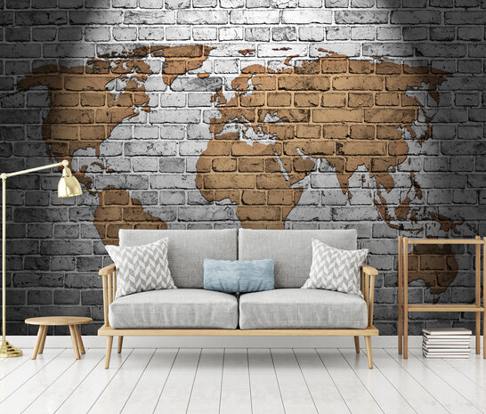 Photo Wall Mural World Map &amp; Stones 10880P8