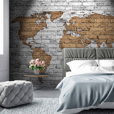 Photo Wall Mural World Map &amp; Stones 10880P8