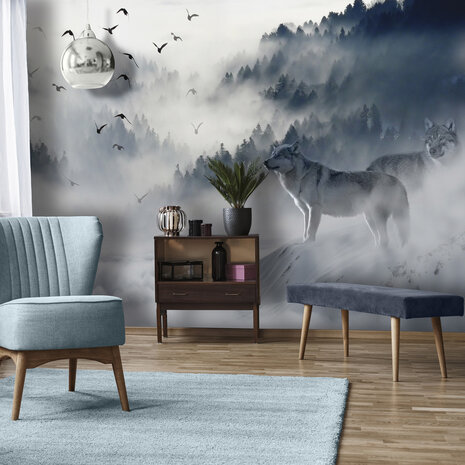 Birds in the fog Photo Wall Mural 12395P8