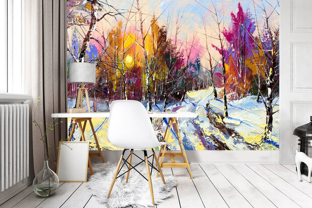Painting Forest Snow Photo Wall Mural 11601P8
