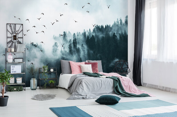 Birds in the fog Photo Wall Mural 12394P8