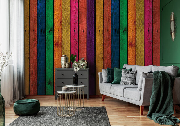 Colored Wooden Panels Photo Wall Mural 12601P8