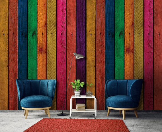 Colored Wooden Panels Photo Wall Mural 12601P8