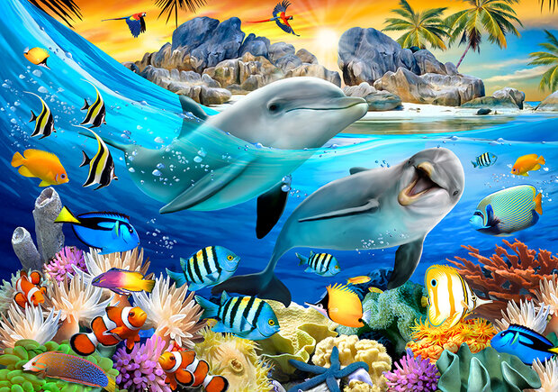 Dolfijnen Selfie Fotobehang 12850P8