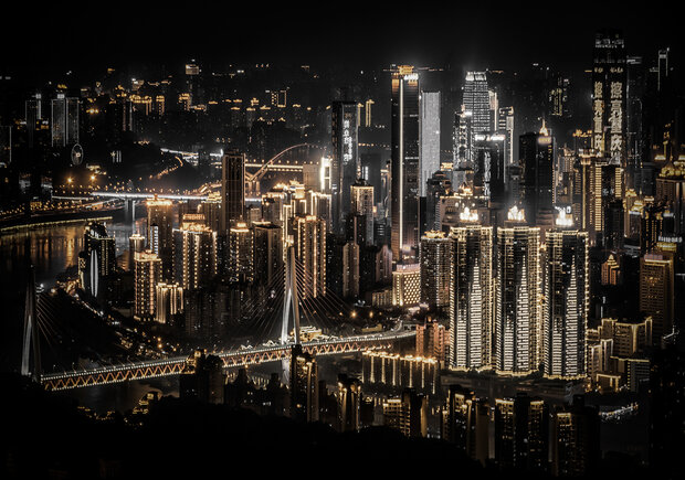 City by Night Fotobehang 12998P8