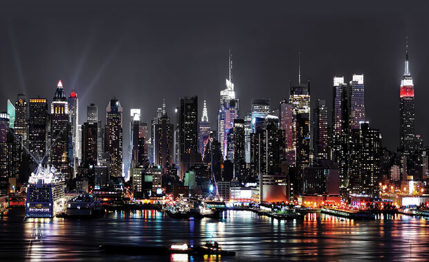 New York By Night Photo Wallpaper Mural 1309P8